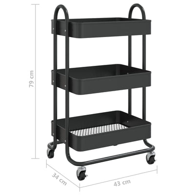 vidaXL 3-Tier Trolley Anthracite 43x34x79 cm Steel