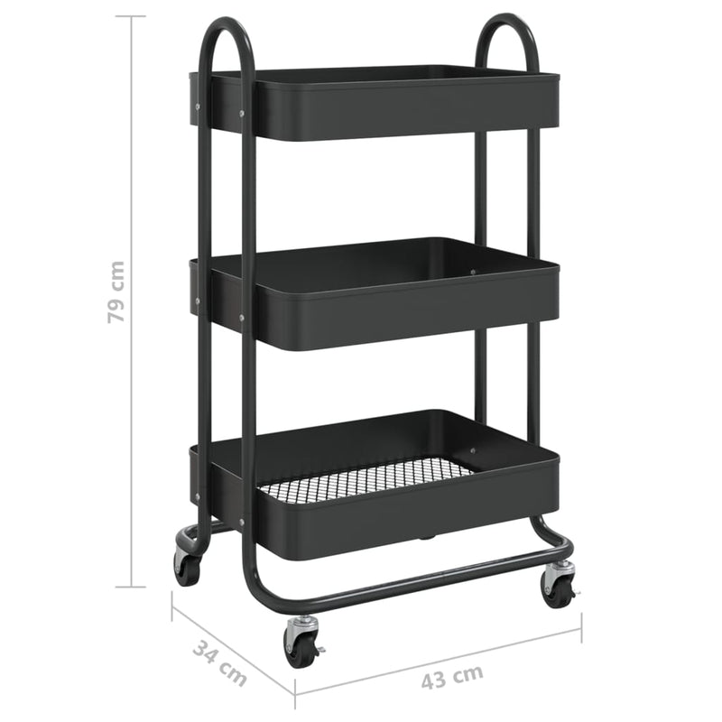 vidaXL 3-Tier Trolley Anthracite 43x34x79 cm Steel