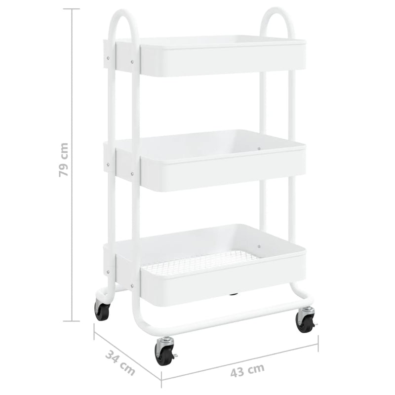 vidaXL 3-Tier Trolley Anthracite 43x34x79 cm Steel