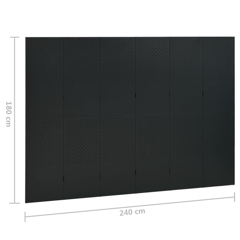 vidaXL 6-Panel Room Divider Anthracite 240x180 cm Steel