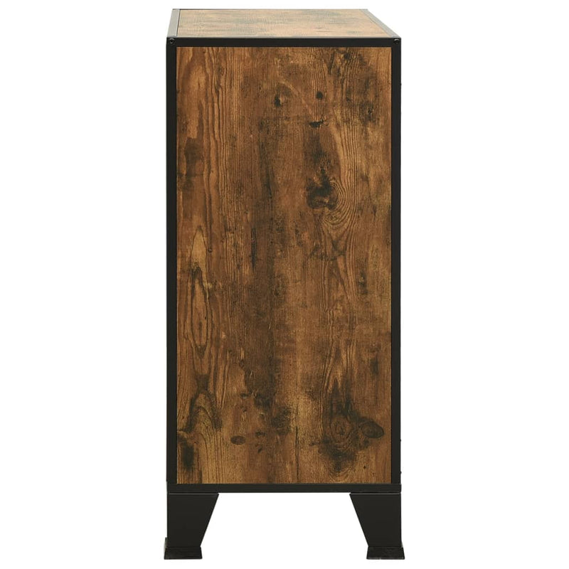 vidaXL Storage Cabinet Rustic Brown 72x36x82 cm Metal and MDF
