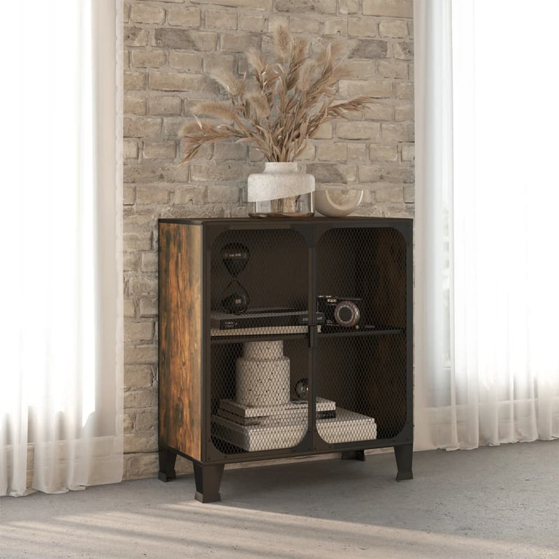 vidaXL Storage Cabinet Rustic Brown 72x36x82 cm Metal and MDF