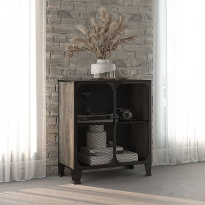 vidaXL Storage Cabinet Rustic Brown 72x36x82 cm Metal and MDF