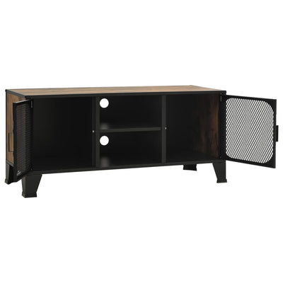 vidaXL TV Cabinet Rustic Brown 105x36x47 cm Metal and MDF