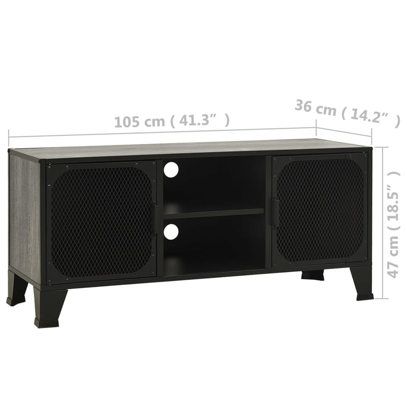 vidaXL TV Cabinet Rustic Brown 105x36x47 cm Metal and MDF