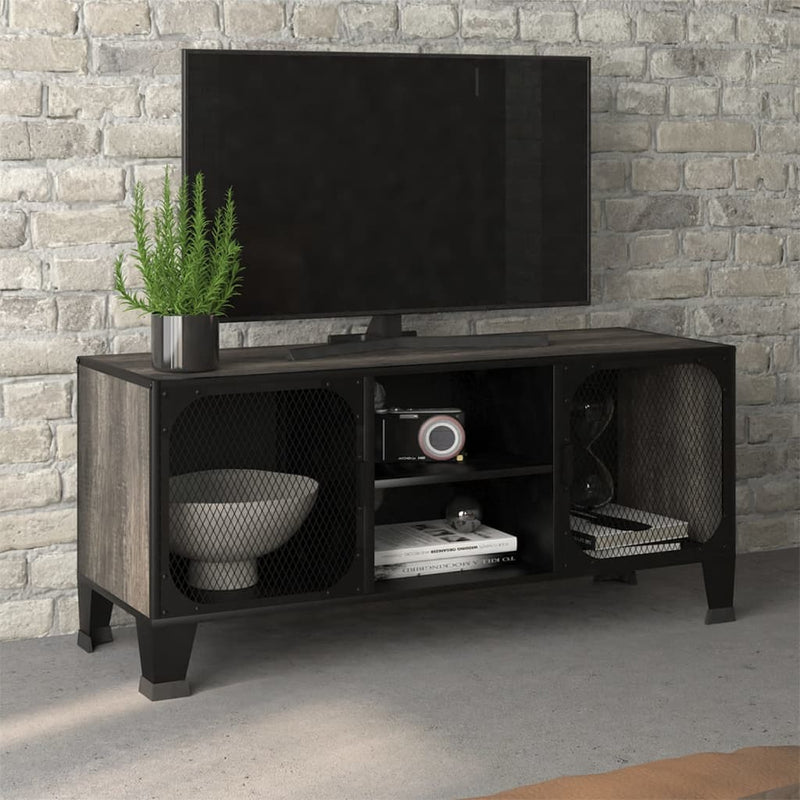 vidaXL TV Cabinet Rustic Brown 105x36x47 cm Metal and MDF