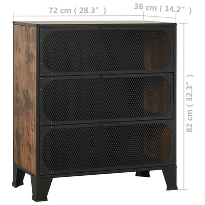 vidaXL Storage Cabinet Rustic Brown 72x36x82 cm Metal and MDF