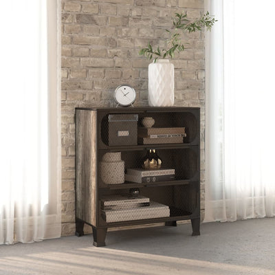 vidaXL Storage Cabinet Rustic Brown 72x36x82 cm Metal and MDF