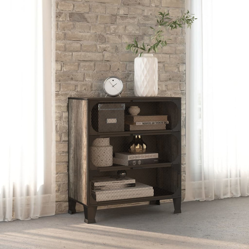 vidaXL Storage Cabinet Rustic Brown 72x36x82 cm Metal and MDF