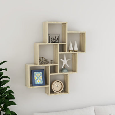 vidaXL Wall Cube Shelf Sonoma Oak 78x15x93 cm Engineered Wood