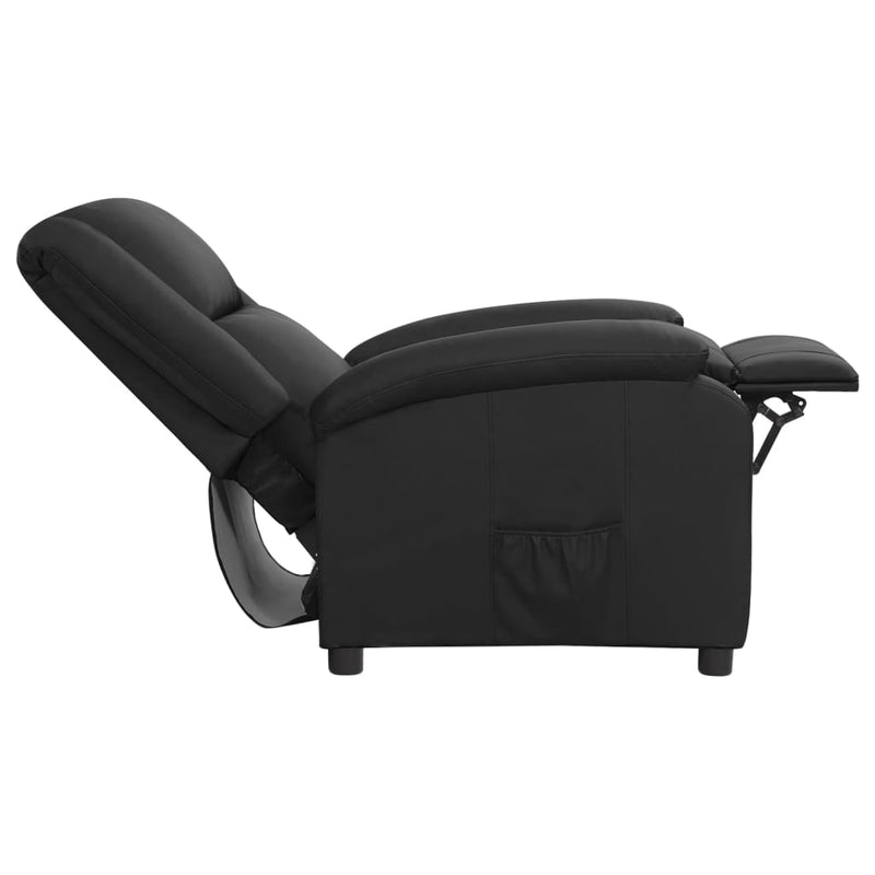vidaXL Recliner Chair Black Real Leather