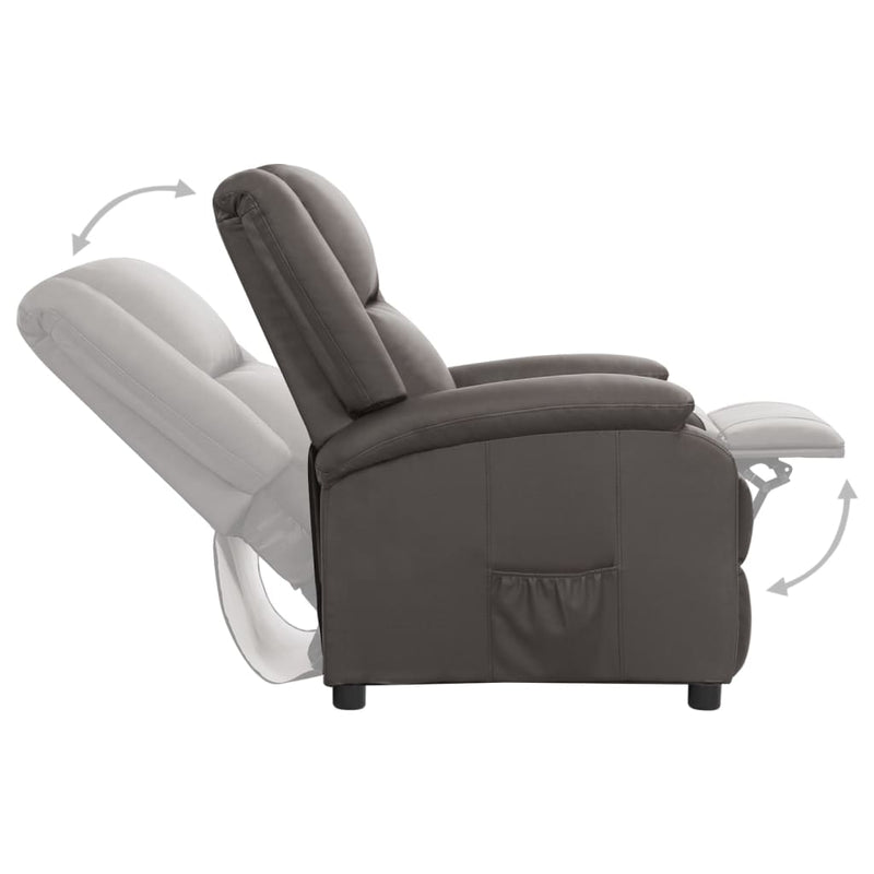 vidaXL Recliner Chair Black Real Leather