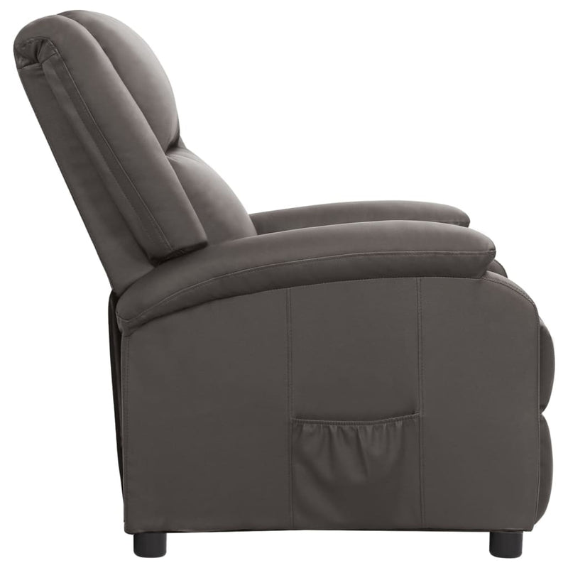 vidaXL Recliner Chair Black Real Leather