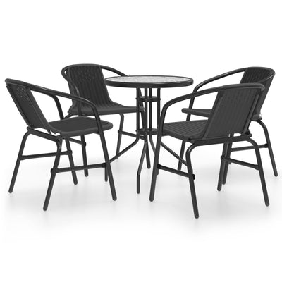vidaXL 3 Piece Garden Dining Set Black