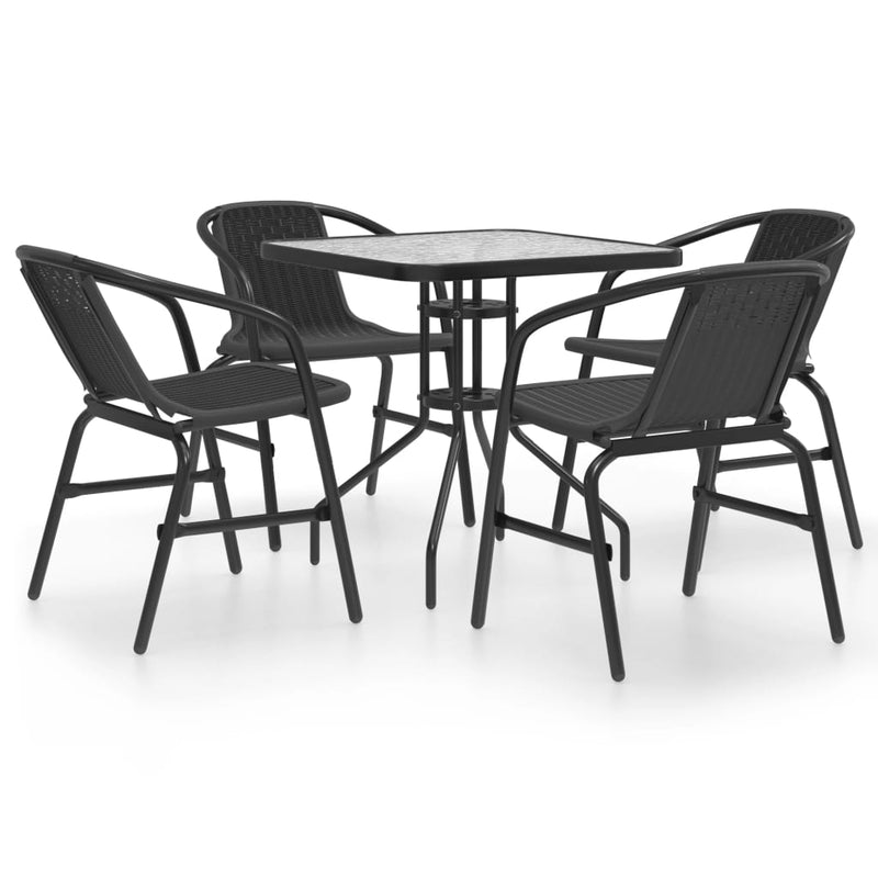 vidaXL 3 Piece Garden Dining Set Black