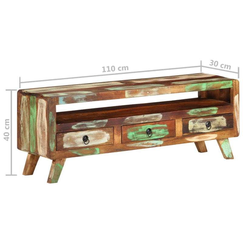 vidaXL TV Cabinet Multicolour 110x30x40 cm Solid Reclaimed Wood