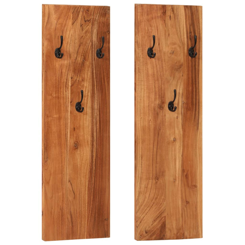 vidaXL Wall-mounted Coat Racks 2 pcs 36x3x110 cm Solid Acacia Wood
