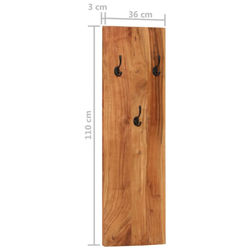 vidaXL Wall-mounted Coat Racks 2 pcs 36x3x110 cm Solid Acacia Wood