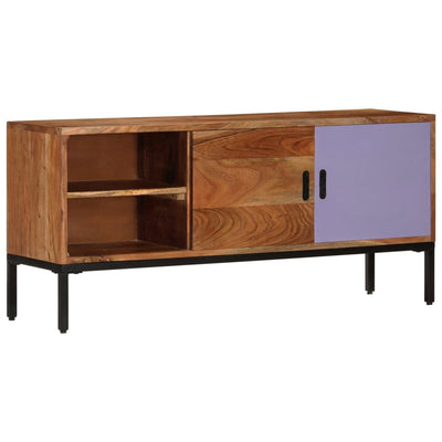 vidaXL TV Cabinet Honey Brown and Grey 110x30x50 cm Solid Wood Acacia