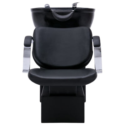 vidaXL Shampoo Chair with Washbasin Black 129x59x82 cm Faux Leather