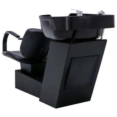 vidaXL Shampoo Chair with Washbasin Black 129x59x82 cm Faux Leather