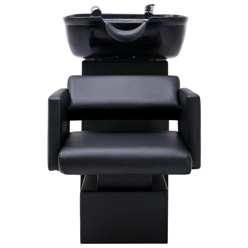 vidaXL Shampoo Chair with Washbasin Black 129x59x82 cm Faux Leather