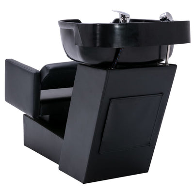vidaXL Shampoo Chair with Washbasin Black 129x59x82 cm Faux Leather
