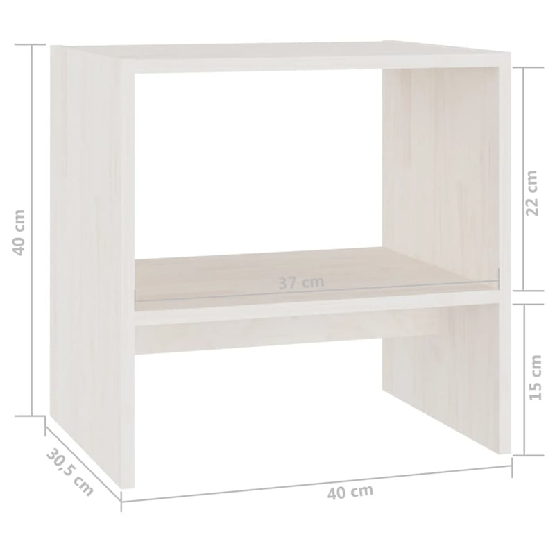 vidaXL Bedside Cabinet White 40x30.5x40 cm Solid Pinewood