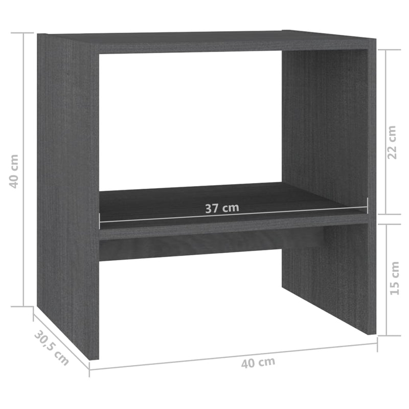 vidaXL Bedside Cabinets 2 pcs Grey 40x30.5x40 cm Solid Pinewood