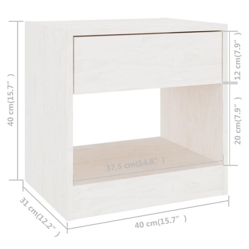 vidaXL Bedside Cabinet White 40x31x40 cm Solid Pinewood