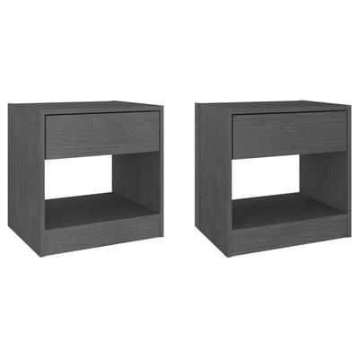 vidaXL Bedside Cabinets 2 pcs Grey 40x31x40 cm Solid Pinewood