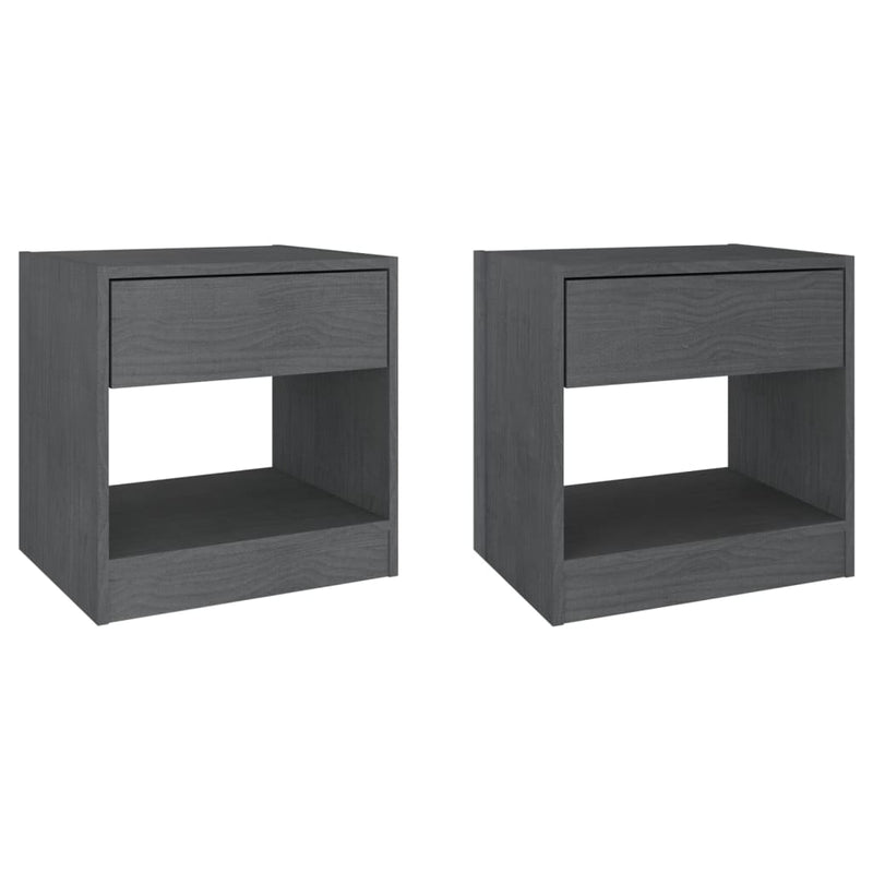 vidaXL Bedside Cabinets 2 pcs Grey 40x31x40 cm Solid Pinewood