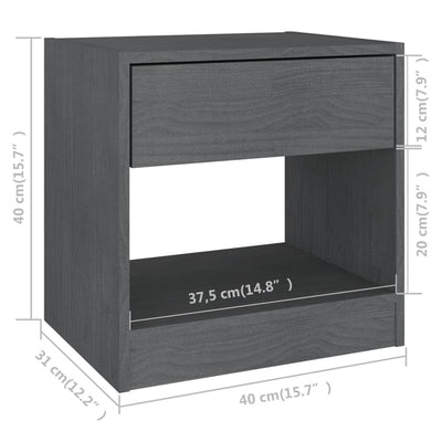 vidaXL Bedside Cabinets 2 pcs Grey 40x31x40 cm Solid Pinewood