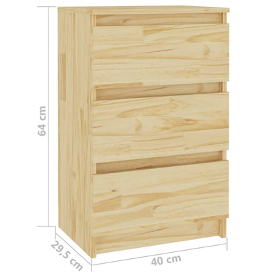 vidaXL Bedside Cabinet White 40x29.5x64 cm Solid Pine Wood
