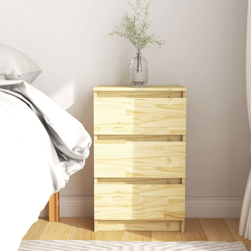 vidaXL Bedside Cabinet White 40x29.5x64 cm Solid Pine Wood