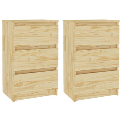 vidaXL Bedside Cabinet White 40x29.5x64 cm Solid Pine Wood