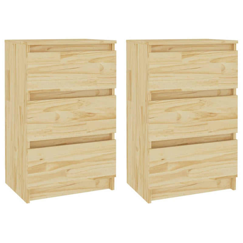 vidaXL Bedside Cabinet White 40x29.5x64 cm Solid Pine Wood