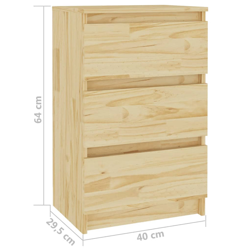 vidaXL Bedside Cabinet White 40x29.5x64 cm Solid Pine Wood