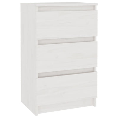 vidaXL Bedside Cabinet White 40x29.5x64 cm Solid Pine Wood