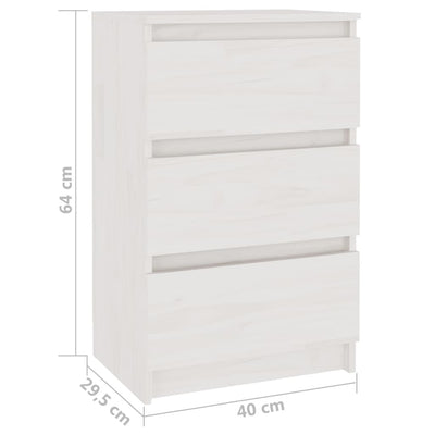 vidaXL Bedside Cabinet White 40x29.5x64 cm Solid Pine Wood