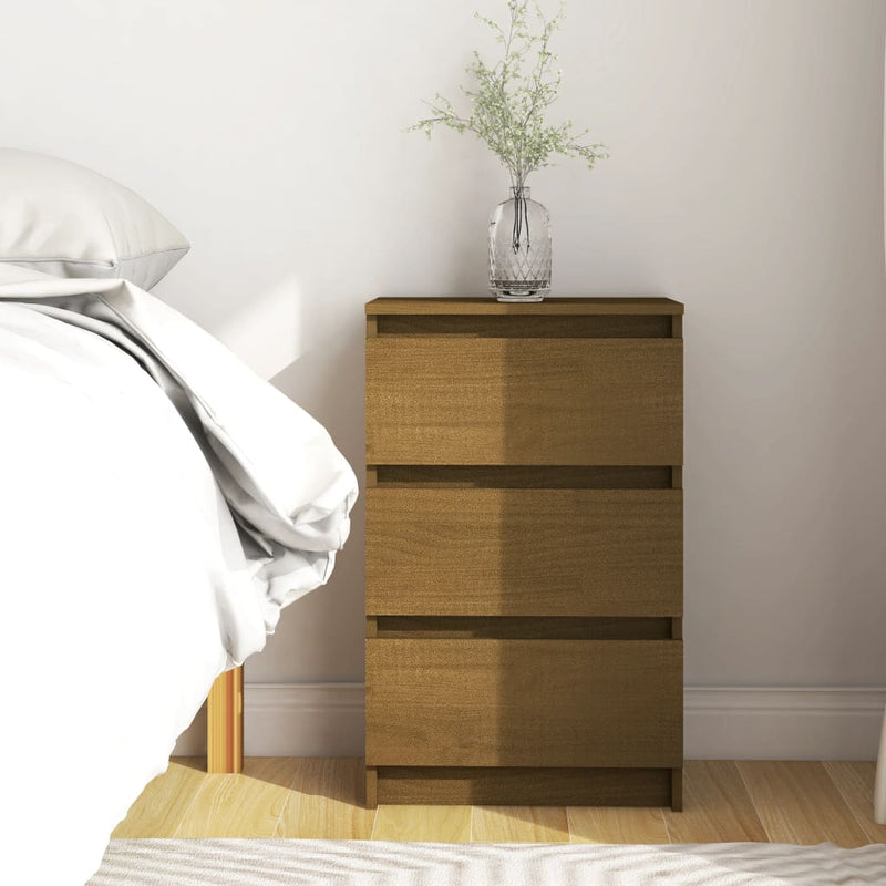 vidaXL Bedside Cabinet White 40x29.5x64 cm Solid Pine Wood