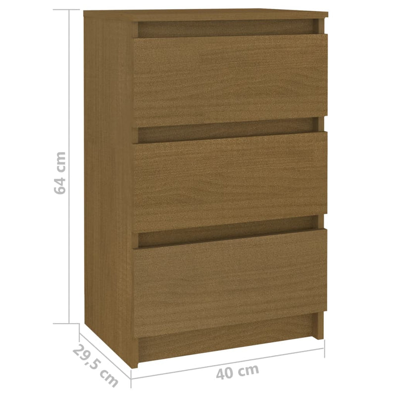 vidaXL Bedside Cabinet White 40x29.5x64 cm Solid Pine Wood