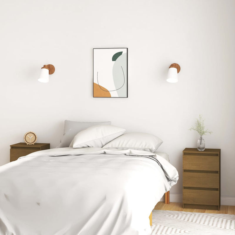 vidaXL Bedside Cabinet White 40x29.5x64 cm Solid Pine Wood