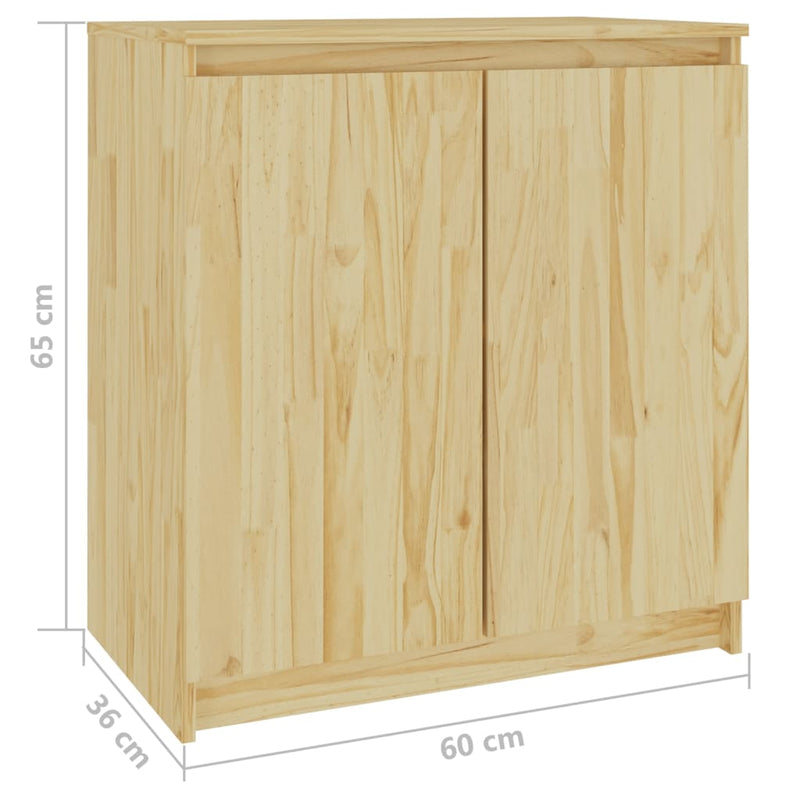 vidaXL Side Cabinet White 60x36x65 cm Solid Pinewood