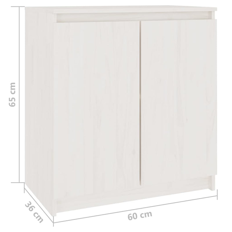 vidaXL Side Cabinet White 60x36x65 cm Solid Pinewood