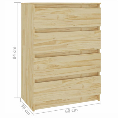 vidaXL Side Cabinet White 60x36x84 cm Solid Pinewood