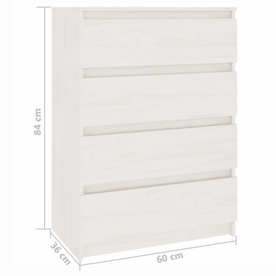 vidaXL Side Cabinet White 60x36x84 cm Solid Pinewood