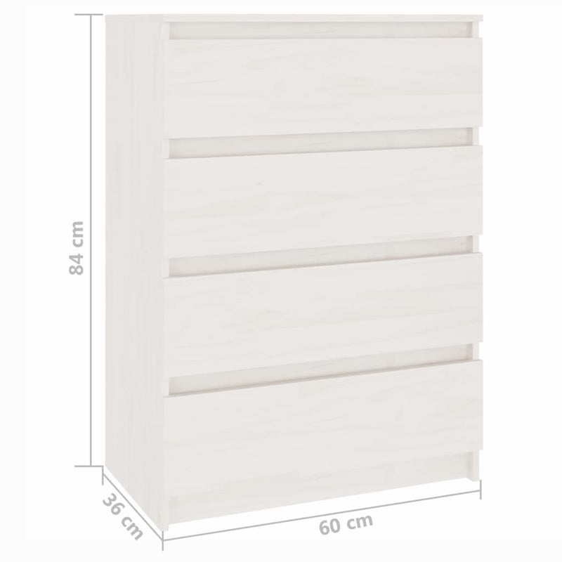 vidaXL Side Cabinet White 60x36x84 cm Solid Pinewood