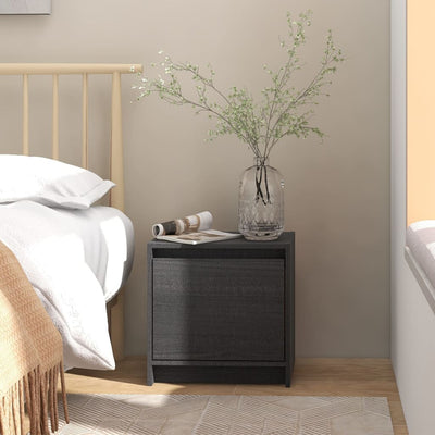 vidaXL Bedside Cabinet Grey 40x30.5x40 cm Solid Pinewood