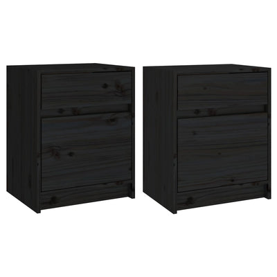 vidaXL Bedside Cabinets 2 pcs Black 40x31x50 cm Solid Pinewood